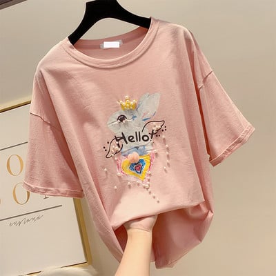 Modern női póló gyöngy díszítéssel