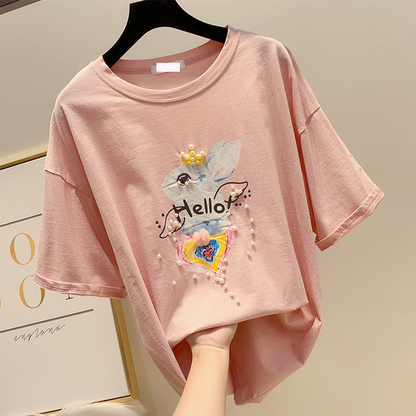 Modern női póló gyöngy díszítéssel