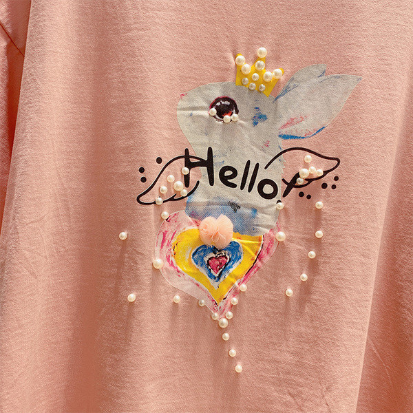 Modern női póló gyöngy díszítéssel