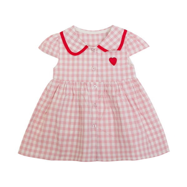 Modern, rózsaszín színű gyerekruha hímzéssel és gombokkal