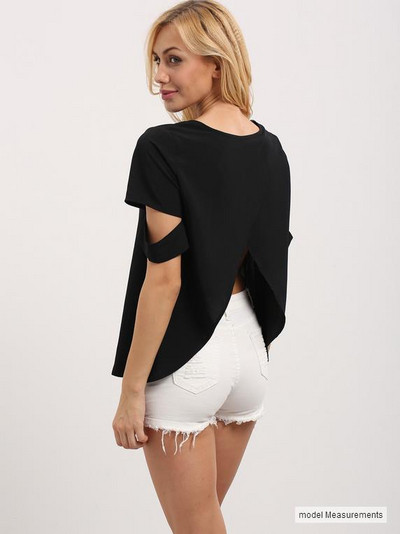 Rövid ujjú női blúz sárga, fekete és fehér színben