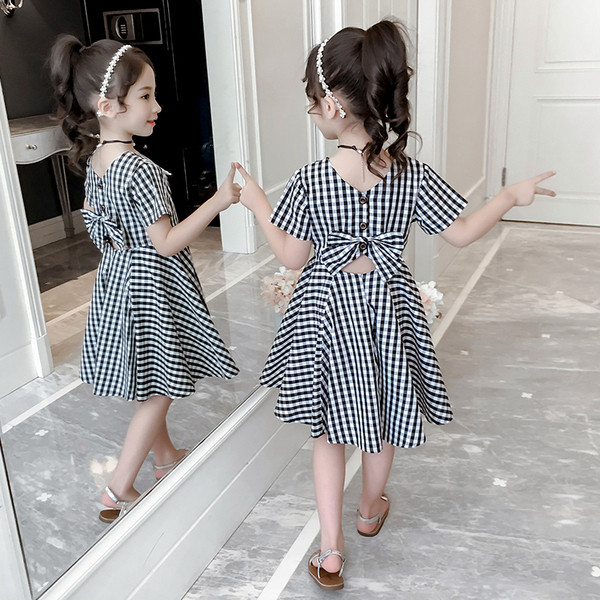 Карирана детска рокля за момичета в червен и черен цвят