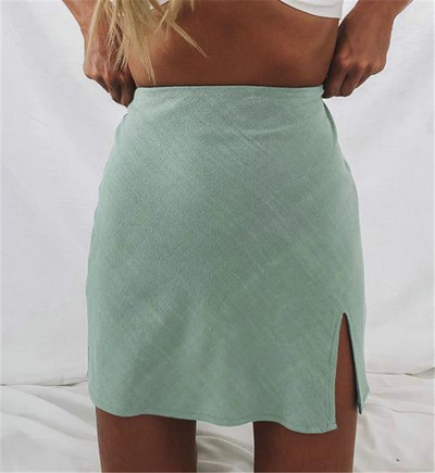 Fusta de dama moderna cu talie inalta si cu fanta in mai multe culori