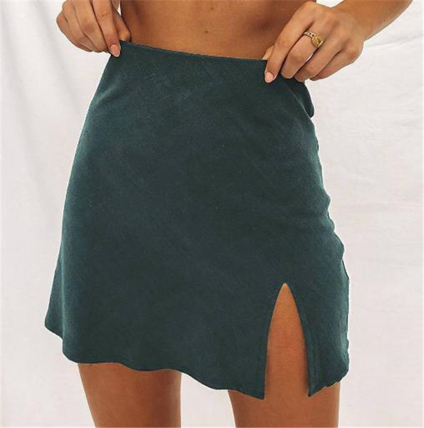 Fusta de dama moderna cu talie inalta si cu fanta in mai multe culori