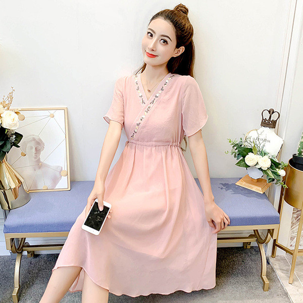 Rochie elegantă de damă cu decolteu în V în trei culori