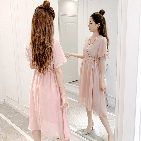 Rochie elegantă de damă cu decolteu în V în trei culori