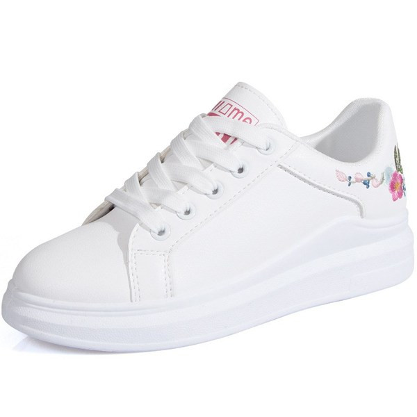 Tenisi albi de dama cu broderie