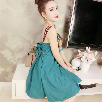 Stílusos női ruha modell kék és sárga színekben