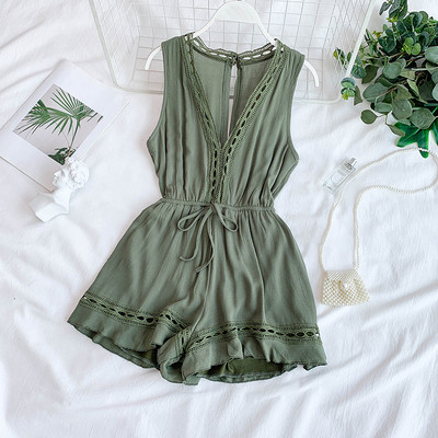 Alkalmi női overál mély nyakkivágással és megkötővel két színben