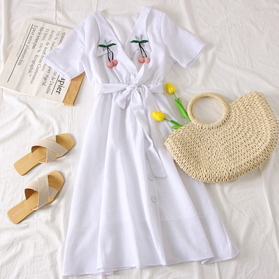 Rochie casual de dama in alb, galben si albastru