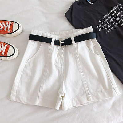 Дамски къси дънкови панталони в бял и син цвят