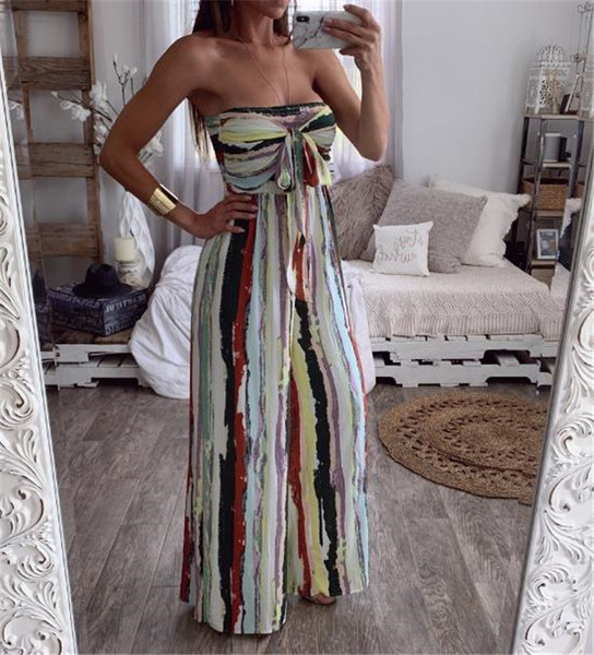 Salopeta de dama stilata in dungi cu cravate - model lat