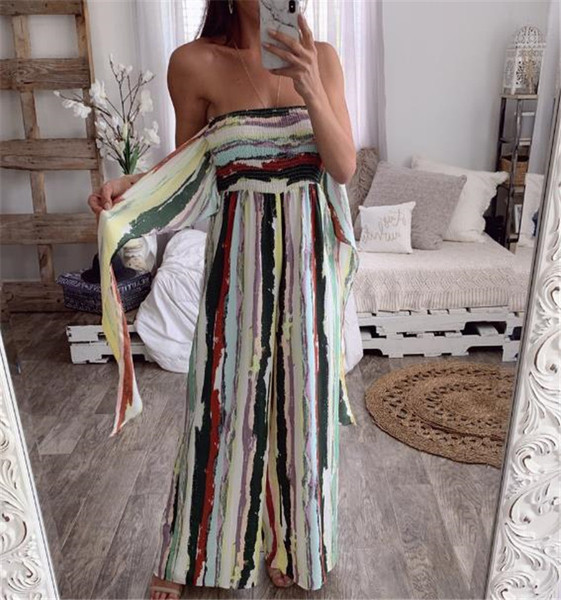 Salopeta de dama stilata in dungi cu cravate - model lat