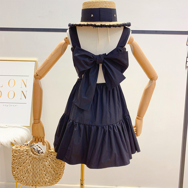 Rochie moderna de dama cu panglica in alb si negru