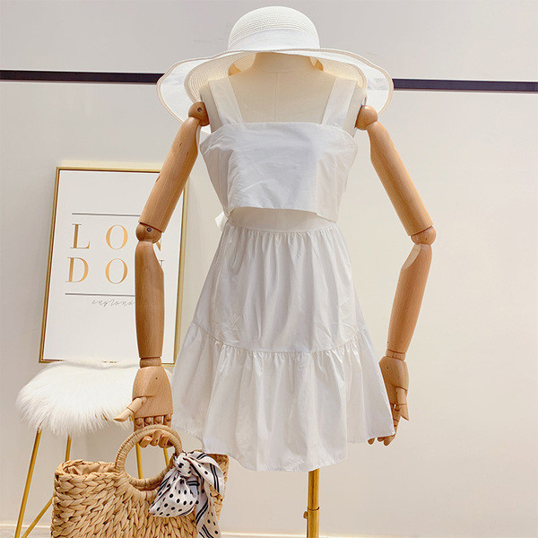 Rochie moderna de dama cu panglica in alb si negru