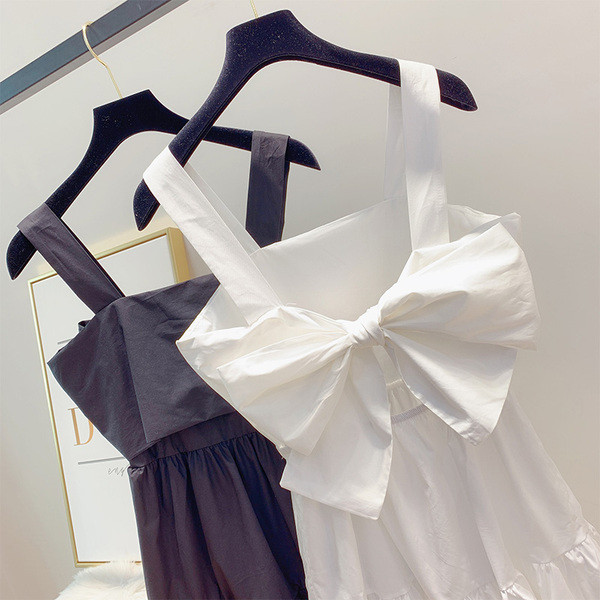 Rochie moderna de dama cu panglica in alb si negru