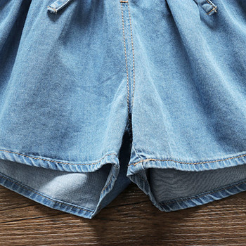 Детски къси дънки в син цвят-за момичета 