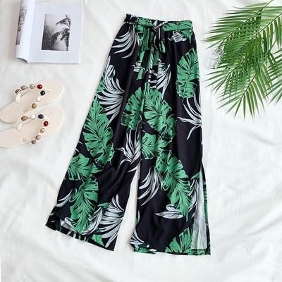 Modern női nadrág magas derékkal, virágmotívummal, négy színben