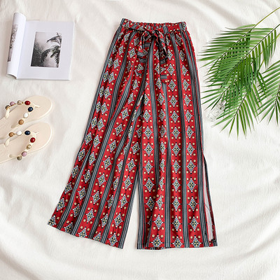 Modern női nadrág magas derékkal, virágmotívummal, négy színben