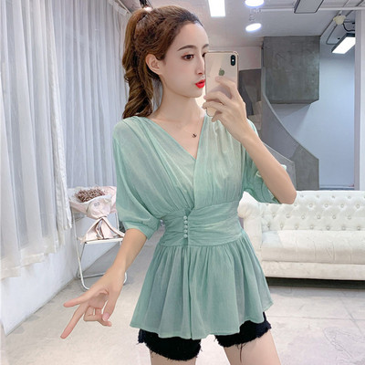 Bluza eleganta de dama cu decolteu in V si maneci 3/4 in trei culori