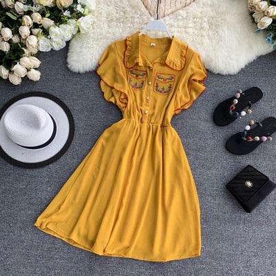 Rochie moderna de dama in mai multe culori cu broderie