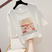 Modern női póló O-nyakkal és rátéttel, fehér, sárga és narancssárga színben