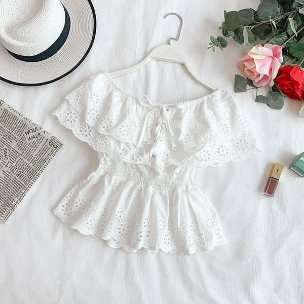 Bluză de damă modernă cu cravate în alb