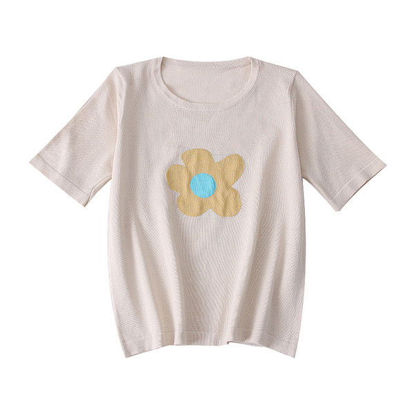 Tricou de damă colorat cu decolteu O