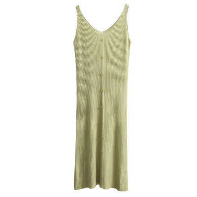 Rochie lunga de dama cu bretele subtiri si nasturi in mai multe culori