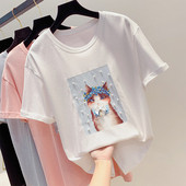 Női alkalmi póló rátéttel, négy színben