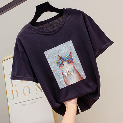 Női alkalmi póló rátéttel, négy színben