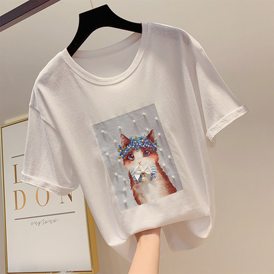 Női alkalmi póló rátéttel, négy színben