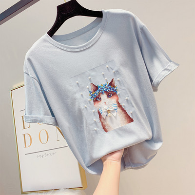 Női alkalmi póló rátéttel, négy színben