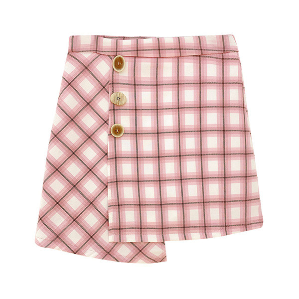 Stílusos női kockás szoknya gombokkal több színben
