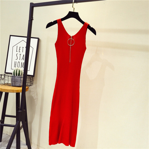 Stílusos női ruha Vékony modell cipzárral több színben