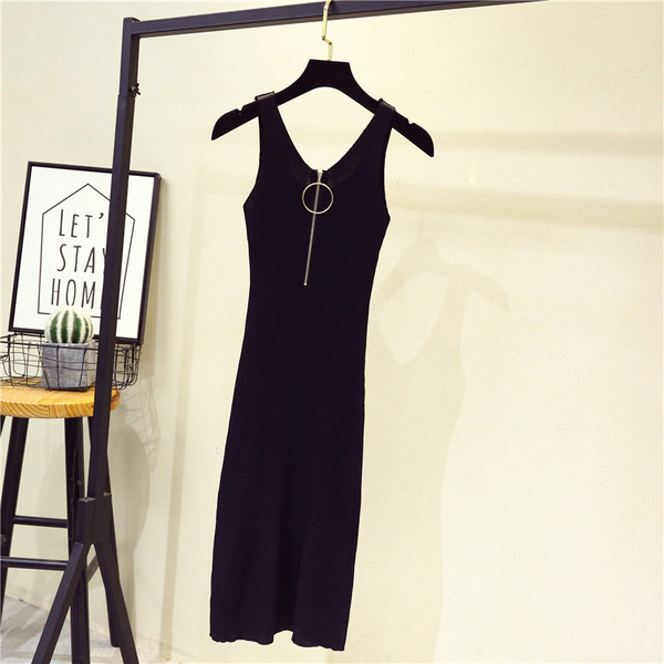 Stílusos női ruha Vékony modell cipzárral több színben