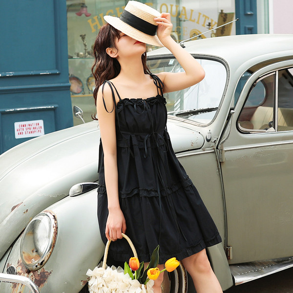 Rochie de vara cu bretele de culoare neagra