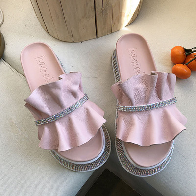 Stílusos női papucs műbőr kövekkel több színben