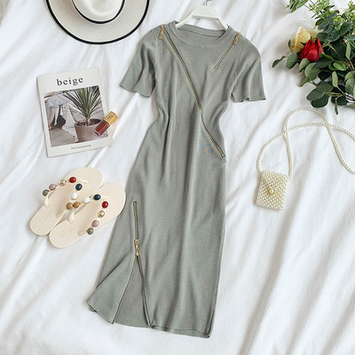 Rochie de dama model nou cu maneci scurte si fermoare in mai multe culori