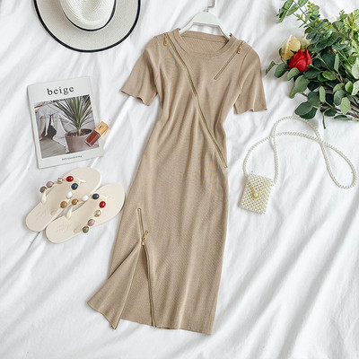 Rochie de dama model nou cu maneci scurte si fermoare in mai multe culori