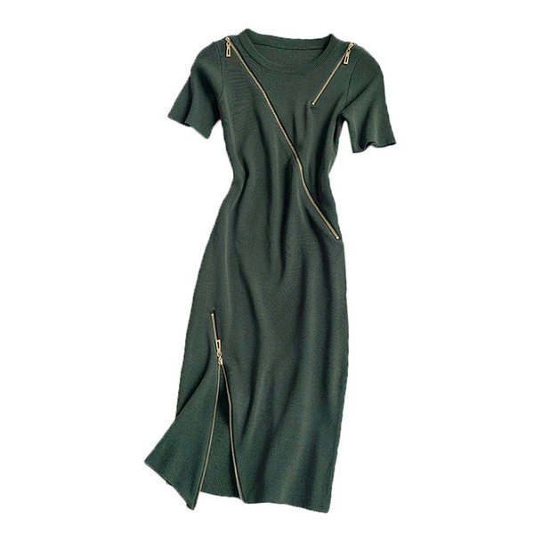 Rochie de dama model nou cu maneci scurte si fermoare in mai multe culori