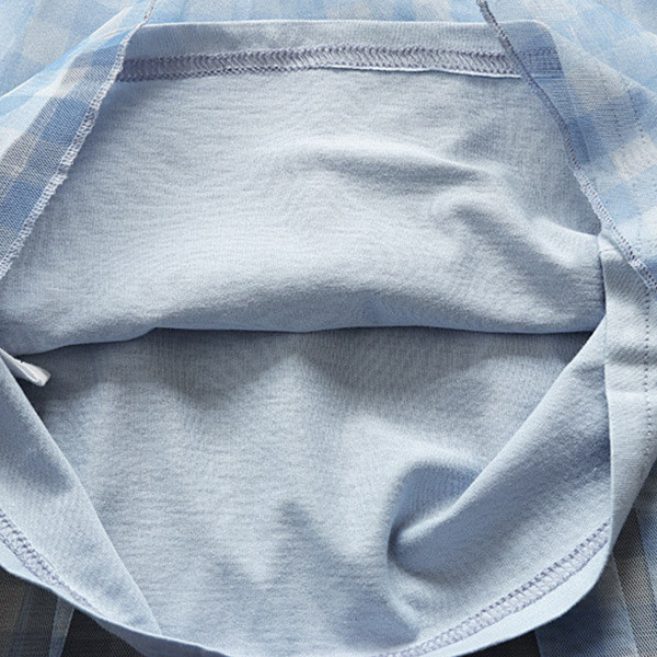 Rochie pentru copii in carouri albastru cu maneci scurte