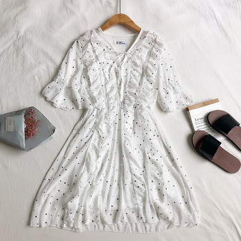 Lezser nyári ruha fehér és fekete ujjal