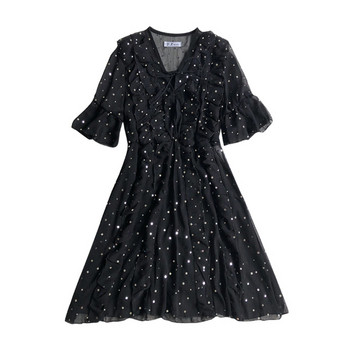 Lezser nyári ruha fehér és fekete ujjal