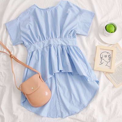 Modern női blúz aszimmetrikus modell O-nyakkal