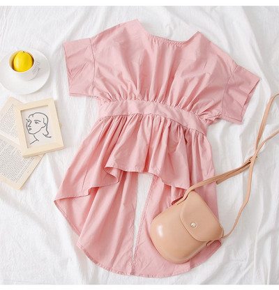 Modern női blúz aszimmetrikus modell O-nyakkal