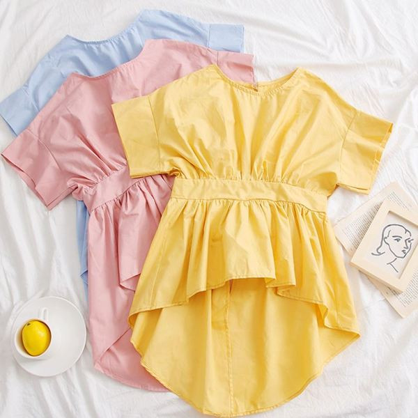 Modern női blúz aszimmetrikus modell O-nyakkal