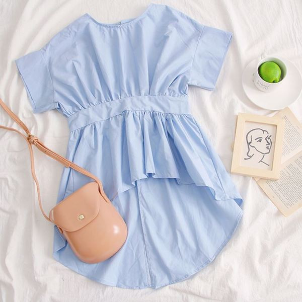 Modern női blúz aszimmetrikus modell O-nyakkal