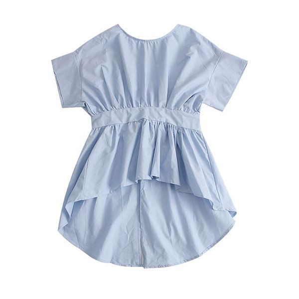 Modern női blúz aszimmetrikus modell O-nyakkal