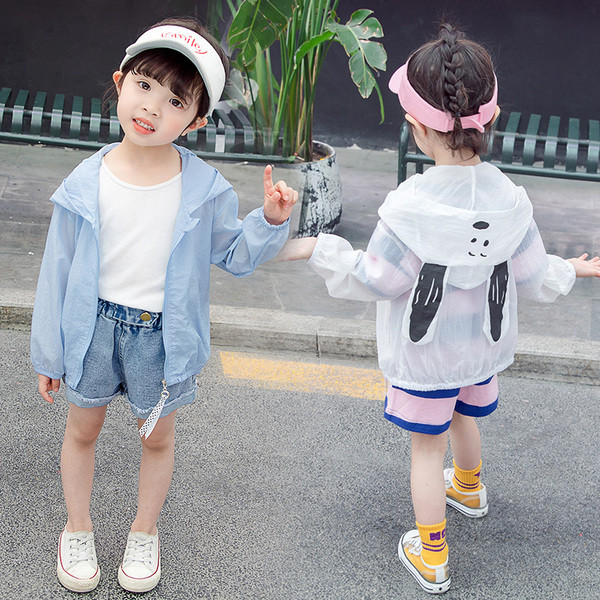 Gyermek tavaszi kabát lányoknak fehér és kék színben, 3D elemmel